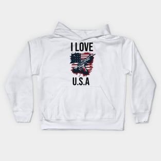 I love usa independence day typography design Kids Hoodie